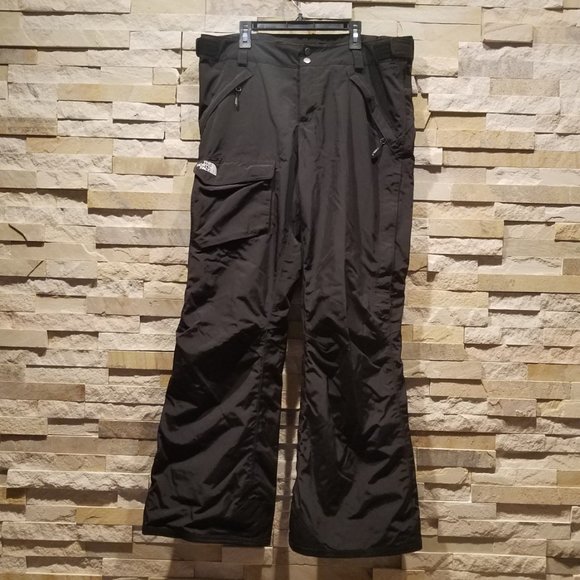 North Face Womens Black Snow Ski Pants Bibs Large Snowboard Snowsuit Suit Bib L